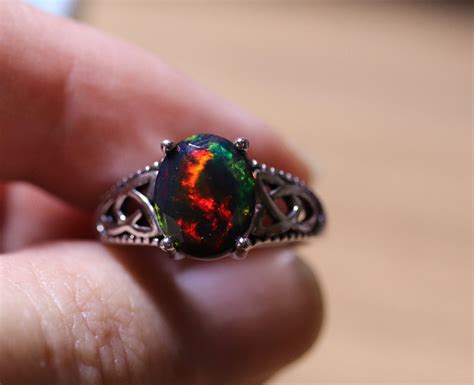 EXTREMELY Bright Intense Red Colored Fire Opal Ring Natural Opal Ring