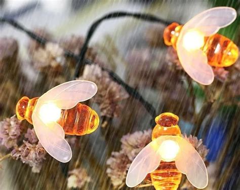 30 Led Solar Powered Honey Bee String Light Outdoor Honeybee Fairy