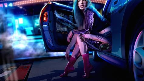 2560x1440 Cyberpunk Girl With Car4k 1440p Resolution Hd 4k Wallpapers