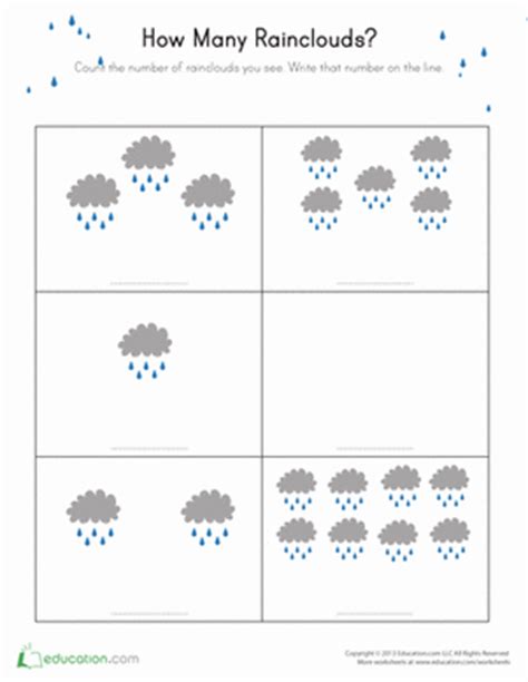 How to draw beautiful clouds worksheet. This rain count worksheet encourages your child to count ...