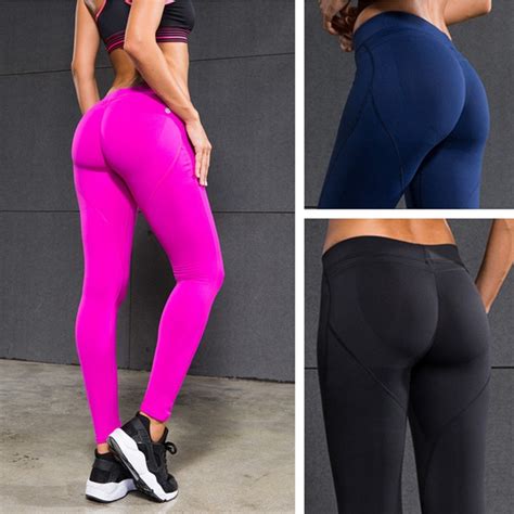 Sex Low Waist Stretched Sports Pants Gym Clothes Spandex Running Tights