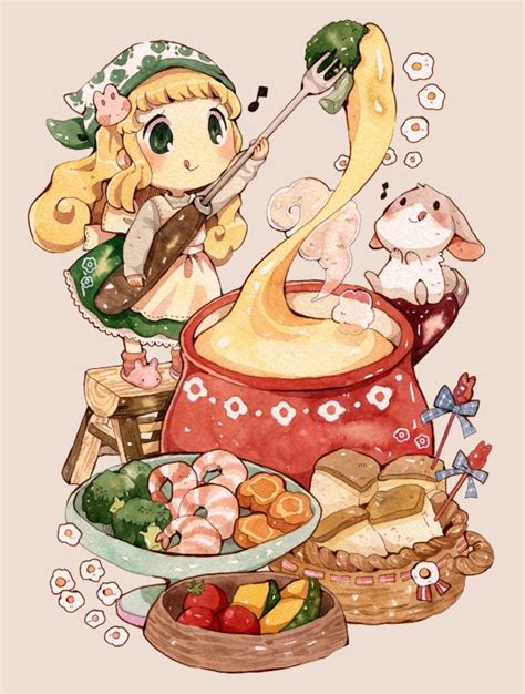 Four Season By もかろーる Anime Girl Food Dols Chibi Girl Kawaii
