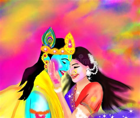 Radha Krishna Playing Holi Stock Illustration Illustration Of Festival