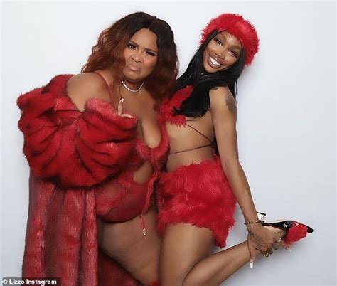 Lizzo Poses In Red Sheer Lingerie With Fellow Singer Sza As She Makes The Most Of Valentines