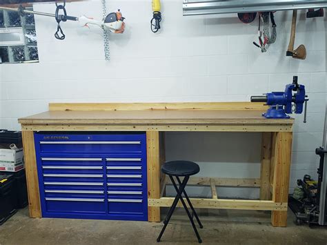 My New Almost Complete Workbench For My Small Garage 2ft Deep 8ft