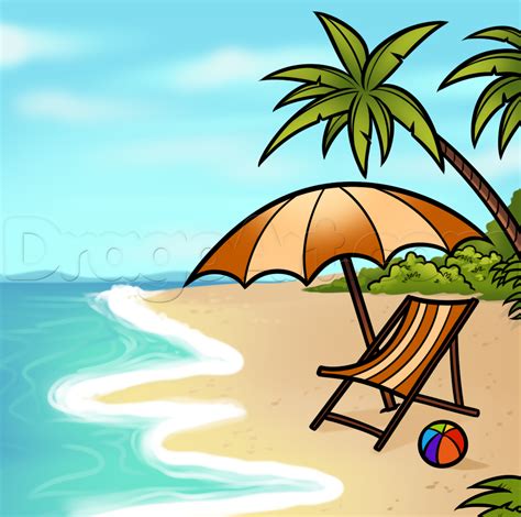 How To Draw A Beach Scene Step By Step Other Landmarks And Places