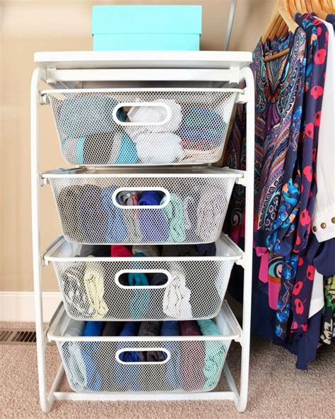 Pretty Wire Mesh Drawers For Folded Clothes In A Closet Closet Drawers