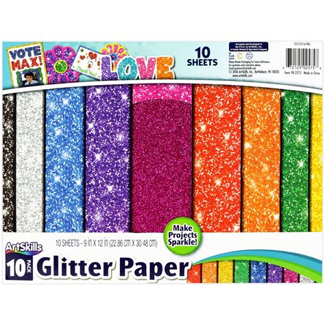 Artskills 9 In X 12 In Sparkle Glitter Craft Paper Assorted Colors