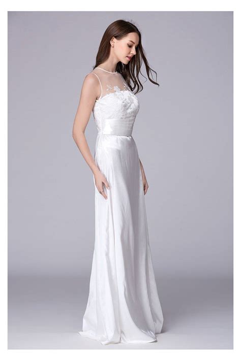 Sleeveless Pure White Long Evening Dress 799 Ck496