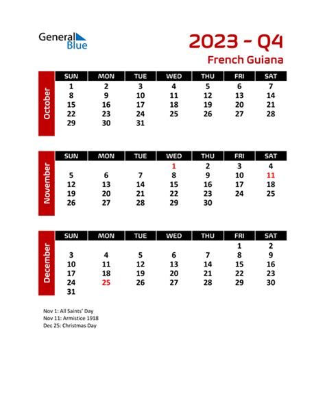 French Guiana Calendars With Holidays