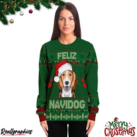 Beagle Feliz Navidog Ugly Christmas Sweater Reallgraphics