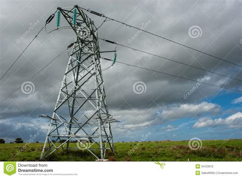 Power Lines In A Field Stock Photo Image Of Industry 34123012