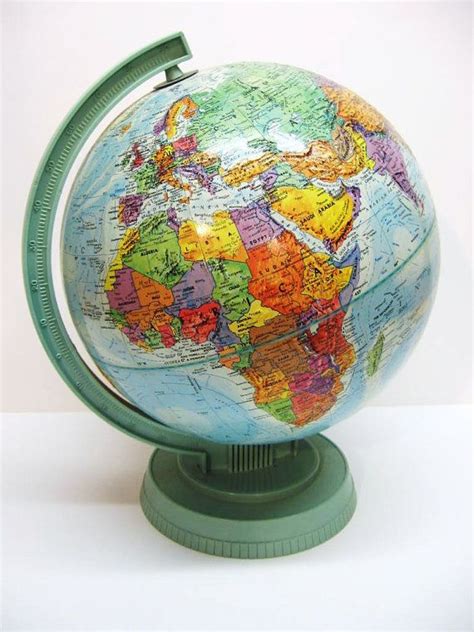 Vintage Replogle World Scholar Globe Colorful W Turquoise Etsy