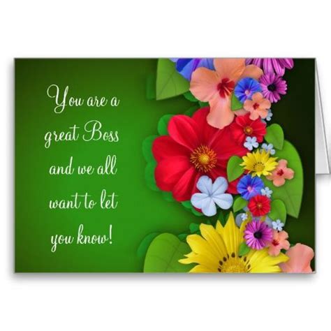 Happy Bosss Day For Female Boss With Flowers Card Zazzle Happy