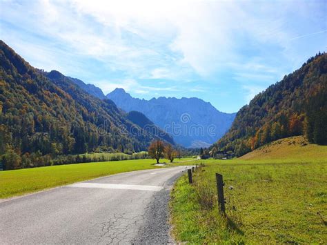 Landscape Of Logar Valley Mountains Kamnik Alps In Slovenia Stock