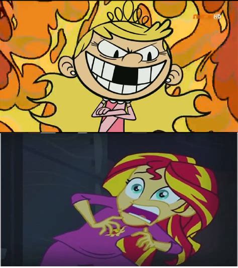 Sunset Shimmer Scared Of Lola Loud By Brandonale On