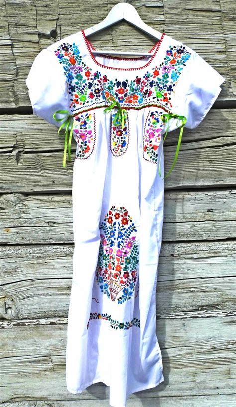 white mexican dress mexican embroidered womens by zazaofcanada