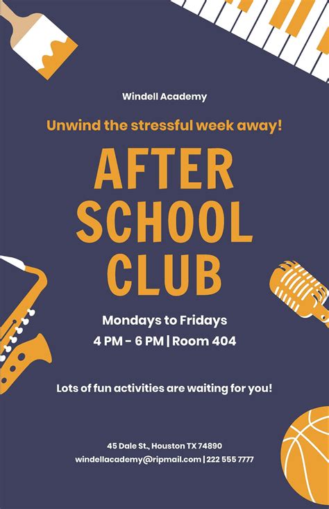 After School Club Poster Template In Illustrator Word Pages Psd