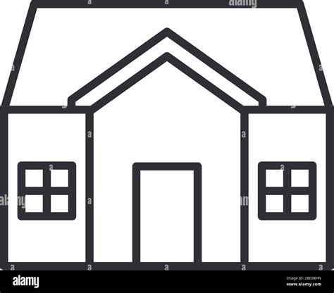 House Facade Line Style Icon Stock Vector Image And Art Alamy