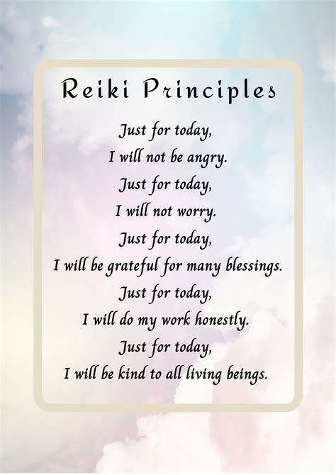 Reiki Principles Wall Art Reiki Precepts In Celestial Instant Etsy