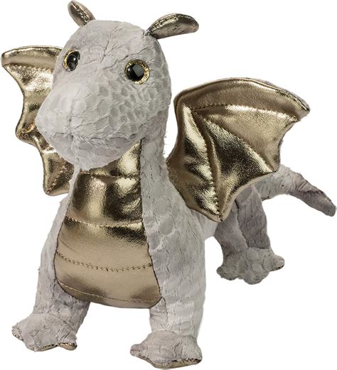 Douglas Hydra Silver Baby Dragon Plush Stuffed Animal Toys