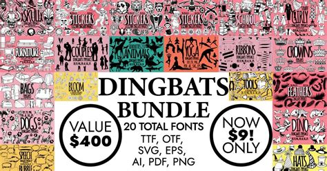 Dingbats Fonts Bundle 40 Bundle · Creative Fabrica