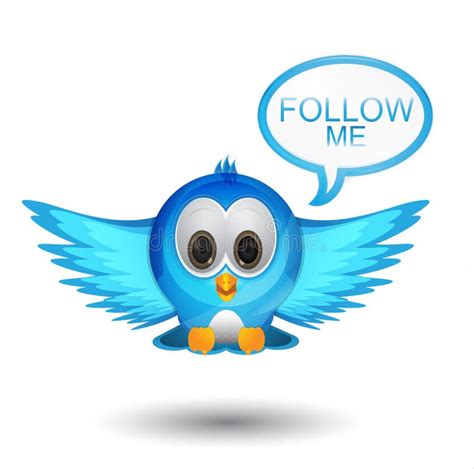 Twitter Bird With Follow Us Sign Stock Illustration Illustration Of