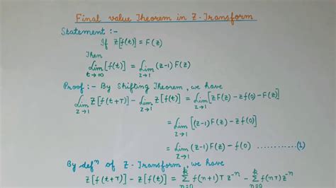 Final Value Theorem In Z Transform Youtube