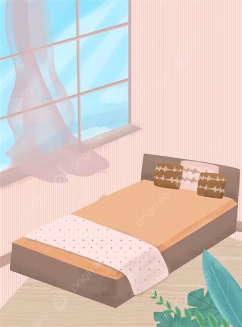 Background Latar Belakang Ilustrasi Rumah Kartun Kamar Tidur Yang Lucu Tempat Tidur Latar