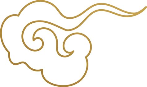 Chinese Cloud Gold Outline 15098546 Png
