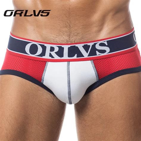 Buy Orlvs Brand Men Underwear Male Sexy Briefs Cotton Fabric Hollow Design Mesh