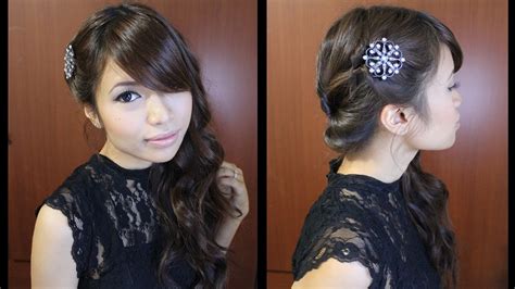 Looped Side Swept Prom Hairstyle For Medium Long Hair Tutorial Youtube