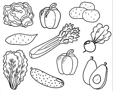 Vegetables Printable Coloring Pages