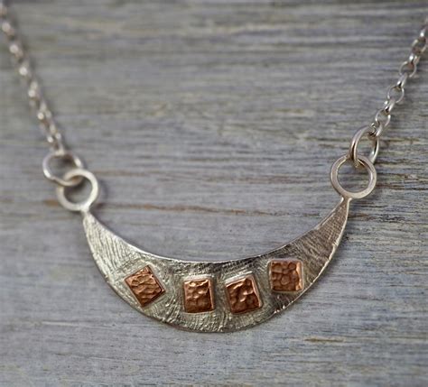 Dainty Sterling Silver And Copper Necklace Cute Layering Necklace
