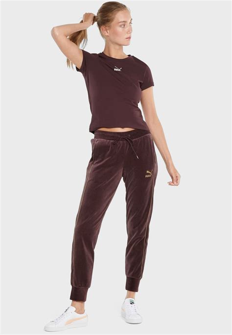 Buy Puma Brown Iconic T7 Velour Sweatpants For Women In Mena Worldwide