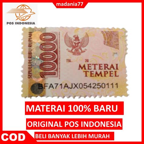 Materai 10000 10ribu Asli Baru Original 100% Kantor Pos Indonesia