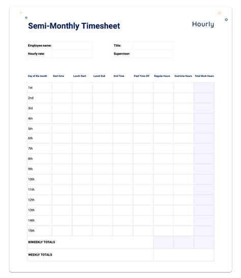 Bi Weekly Time Card Template Fresh Semi Monthly Timesheet Template My