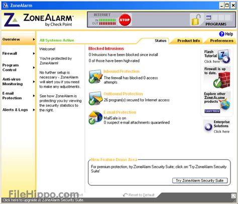 For advanced antivirus features and even better. Download ZoneAlarm Free Firewall 15.6.028.18012 for ...