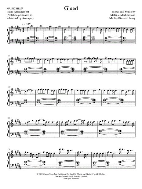 Musichelp Glued Sheet Music Piano Solo In B Major Download