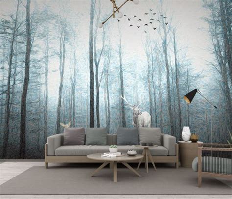 Fototapeta - 3D Zimowy las na ścianę - 25318 - Uwalls.pl | Deer wall ...