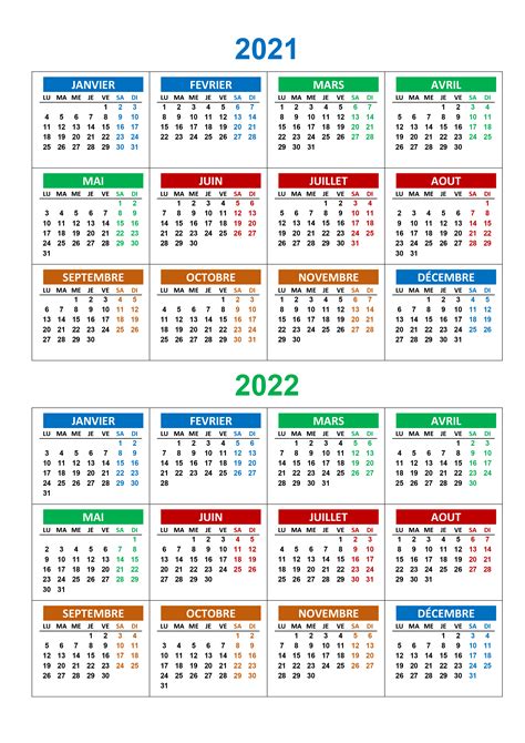 Calendrier Annuel 2021 2022 Calendriersu