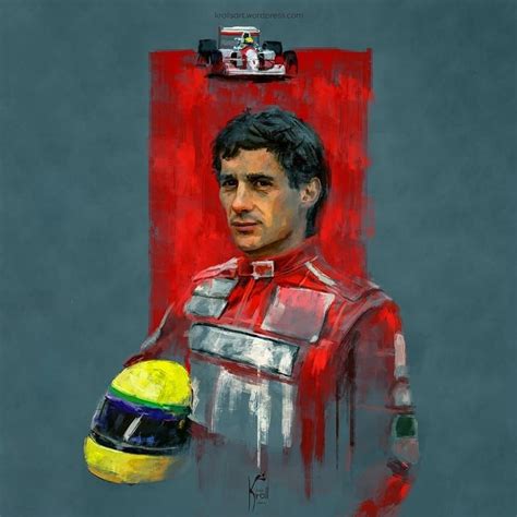 Ferrari S Formula One S Racer Driver Ayrton Senna Drawing Illustration Digital Painting By