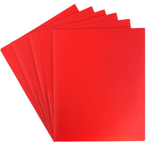 Jam Heavy Duty Plastic Two Pocket Presentation Folders Red 6 Pack