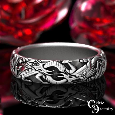 Norse Dragon Ring Sterling Celtic Dragon Wedding Band Womens Dragon Ring Entwined Dragons