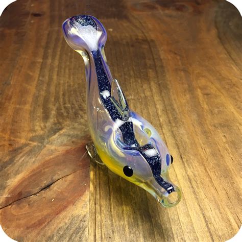 Metallic Dolphin Glass Hand Pipe Glass Sculptures And Figurines Art