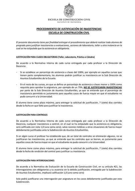 Solicitud De Justificacion De Inasistencia A Clases Por Trabajo