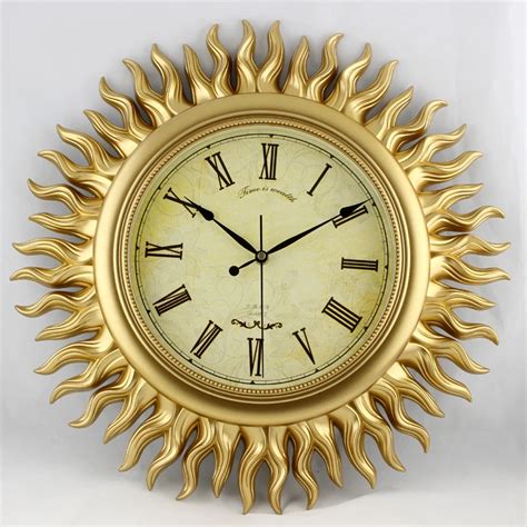 Wonderland Large 18inch Gold Sun Wall Clock European Modern Design For