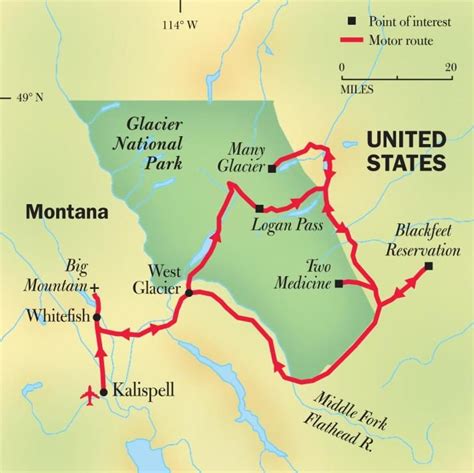 Road Map Of Glacier National Park