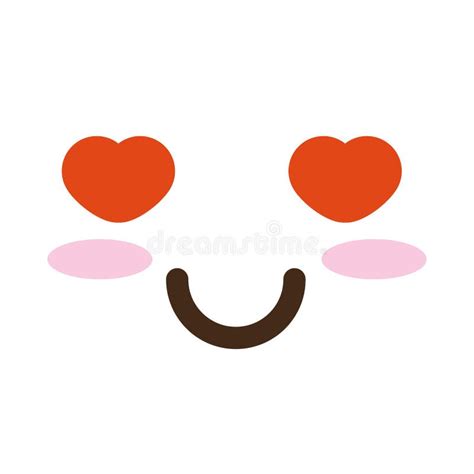 Face In Love Kawaii Comic Character Stock Vector Illustration Of