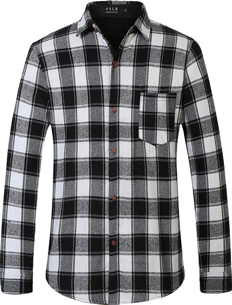 Sslr Flannel Shirt For Men Long Sleeve Button Down Shirt Plaid Casual At Amazon Mens Clothing Store